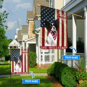 Papillon God Bless America Personalized Flag Custom Dog Flags Dog Lovers Gifts for Him or Her 1