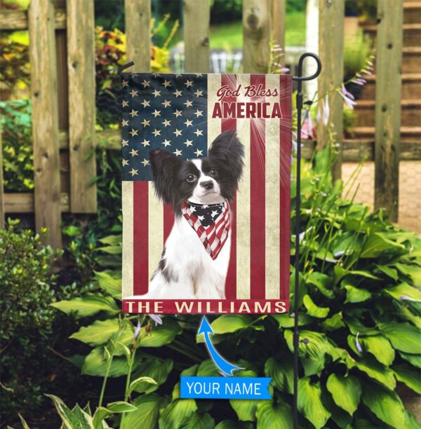 Papillon God Bless America Personalized Flag – Custom Dog Flags – Dog Lovers Gifts for Him or Her