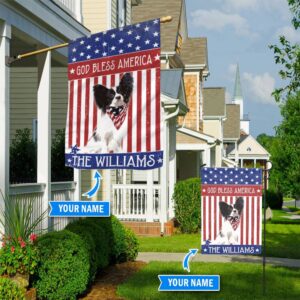 Papillon God Bless America Personalized Flag Personalized Dog Garden Flags Dog Flags Outdoor 1