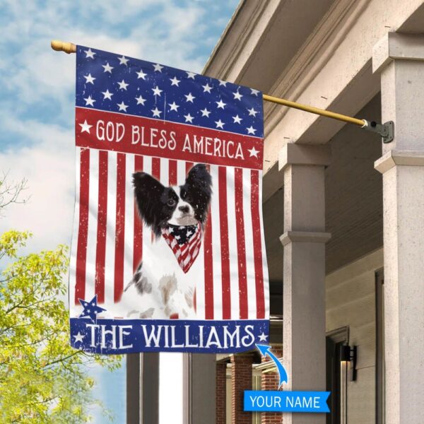 Papillon God Bless America Personalized Flag – Personalized Dog Garden Flags – Dog Flags Outdoor