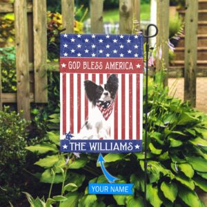 Papillon God Bless America Personalized Flag Personalized Dog Garden Flags Dog Flags Outdoor 3