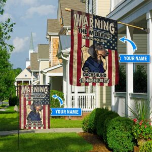 Patrolled By Black And Tan Dachshund Personalized Flag Personalized Dog Garden Flags Dog Flags Outdoor 1
