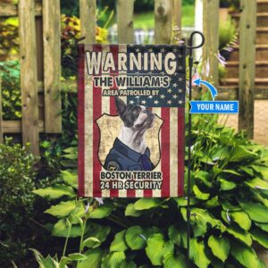 Patrolled By Boston Terrier Personalized Flag Personalized Dog Garden Flags Dog Flags Outdoor 3