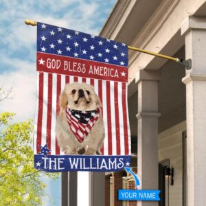 Pekingese God Bless America Personalized Flag Personalized Dog Garden Flags Dog Flags Outdoor 2