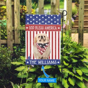 Pekingese God Bless America Personalized Flag Personalized Dog Garden Flags Dog Flags Outdoor 3