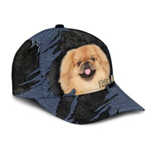 Pekingese Jean Background Custom Name Cap Classic Baseball Cap All Over Print Gift For Dog Lovers 2 lorebo