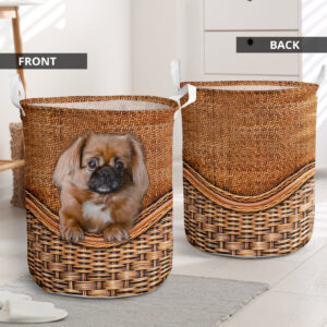 Pekingese Rattan Texture Laundry Basket –…