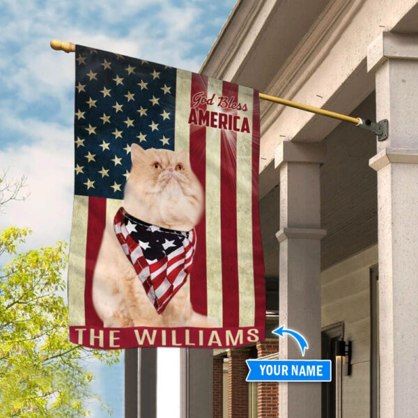 Persian Cat God Bless America Personalized Flag – Custom Cat Garden Flags – Cat Flag For House