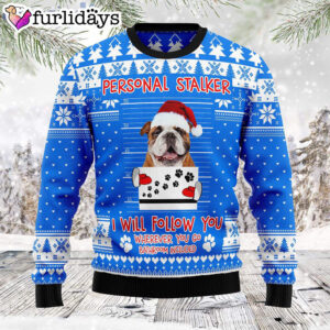 Personal Stalker Bulldog Ugly Christmas Holiday Sweater Gifts For Dog Lovers 1