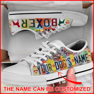 Personalized Boxer Lover License Plates Low Top Sneaker – Sneaker For Dog Walking – Best Shoes For Dog Mom Malalan