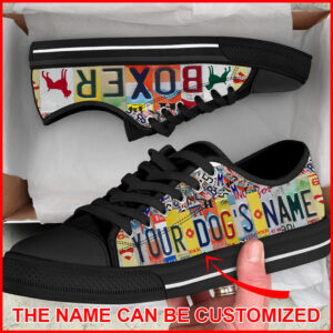 Personalized Boxer Lover License Plates Low Top Sneaker Sneaker For Dog Walking Best Shoes For Dog Mom Malalan 2