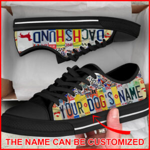 Personalized Dachshund Dog License Plates Low Top Sneaker Sneaker For Dog Walking Best Shoes For Dog Lover 2