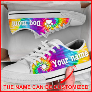 Personalized Dog Mom Bekind Tie Dye Low Top Sneaker – Sneaker For Dog Walking – Best Shoes For Dog Lover