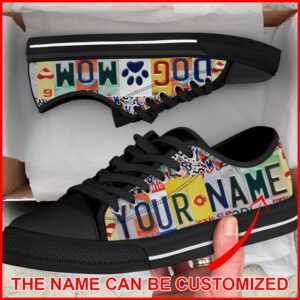 Personalized Dog Mom Custom License Plate Low Top Sneaker Sneaker For Dog Walking Best Shoes For Dog Lover 2