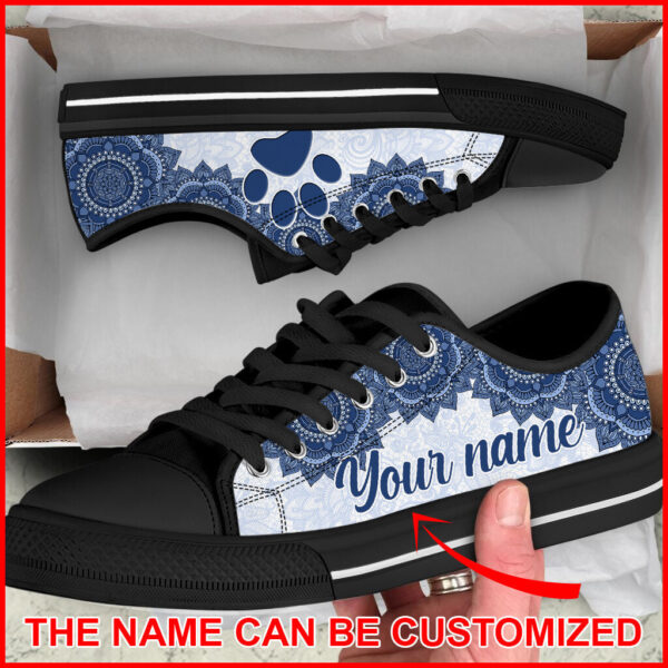 Personalized Dog Paw Custom Mandala Luxury Low Top Sneaker – Sneaker For Dog Walking – Best Shoes For Dog Mom