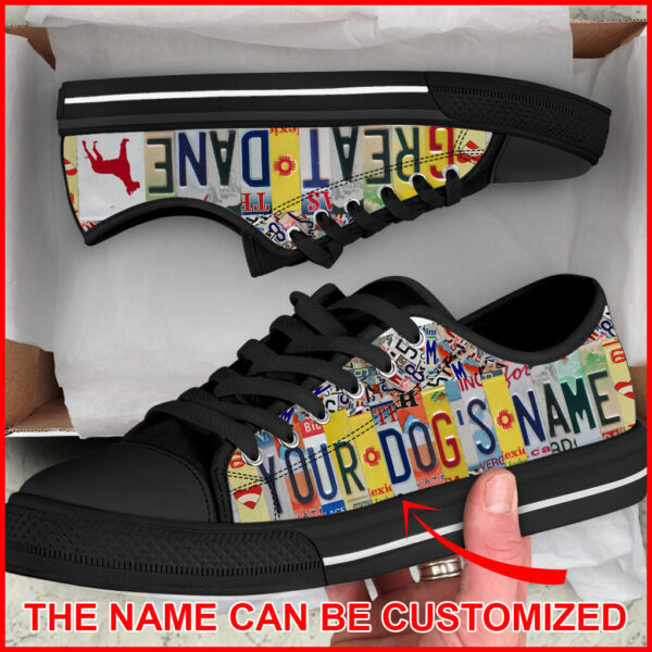 Personalized Great Dane License Plates Low Top Sneaker – Dog Walking Shoes Men Women – Best Shoes For Dog Lover