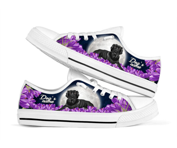 Personalized Labrador Retriever Black And Purple Flower Low Top Sneaker – Sneaker For Dog Walking – Best Shoes For Dog Lover