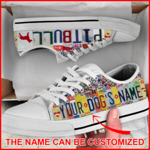 Personalized Pitbull License Plates Low Top Sneaker Sneaker For Dog Walking Best Shoes For Dog Lover 1