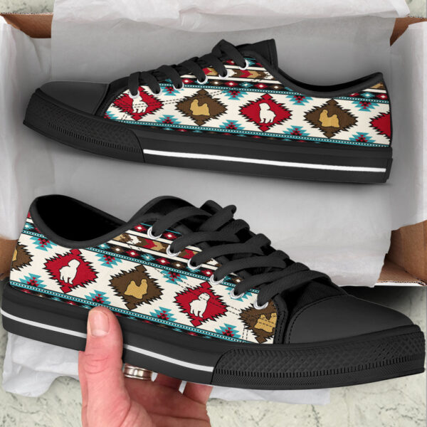 Personalized Shih Tzu Dog Native Stripe Pattern Low Top Sneaker – Sneaker For Dog Walking – Best Shoes For Dog Lover