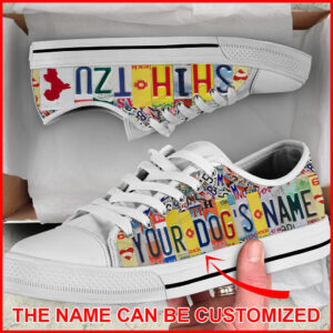 Personalized Shih Tzu License Plates Low Top Shoes –  Dog Walking Shoes Men Women – Casual Shoes Gift For Adults