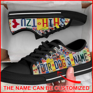 Personalized Shih Tzu License Plates Low Top Shoes Dog Walking Shoes Men Women Casual Shoes Gift For Adults 2