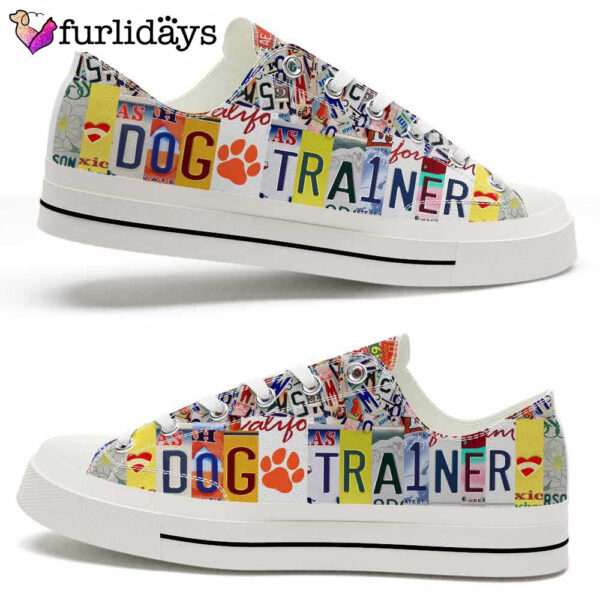Pet Trainer License Plate Low Top Shoes  – Happy International Dog Day Canvas Sneaker – Owners Gift Dog Breeders