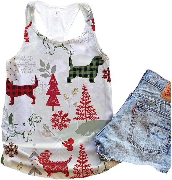 Petit Basset Griffon Vendeen Dog Christmas Flannel V2 Tank Top – Summer Casual Tank Tops For Women – Gift For Young Adults