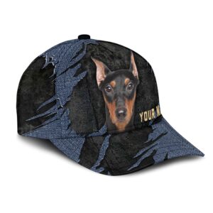 Pinscher Jean Background Custom Name Cap Classic Baseball Cap All Over Print Gift For Dog Lovers 2 iafyyc