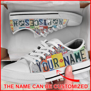 Pisces License Plates Custom Name Low Top Pisces Zodiac Sign Pisces Horoscope Lowtop Casual Shoes Gift For Adults 1