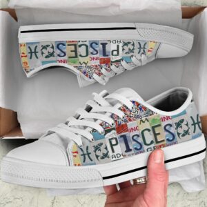 Pisces License Plates Low Top Pisces Zodiac Sign Pisces Horoscope Shoes Canvas Print Casual Shoes Gift For Adults 1