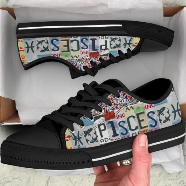 Pisces License Plates Low Top – Pisces Zodiac Sign Pisces Horoscope Shoes – Canvas Print Casual Shoes Gift For Adults