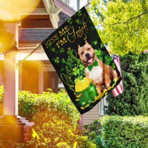 Pit Bull Kiss Me I m Irish St Patrick s Day Garden Flag Best Outdoor Decor Ideas St Patrick s Day Gifts 2