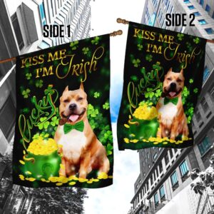 Pit Bull Kiss Me I m Irish St Patrick s Day Garden Flag Best Outdoor Decor Ideas St Patrick s Day Gifts 4