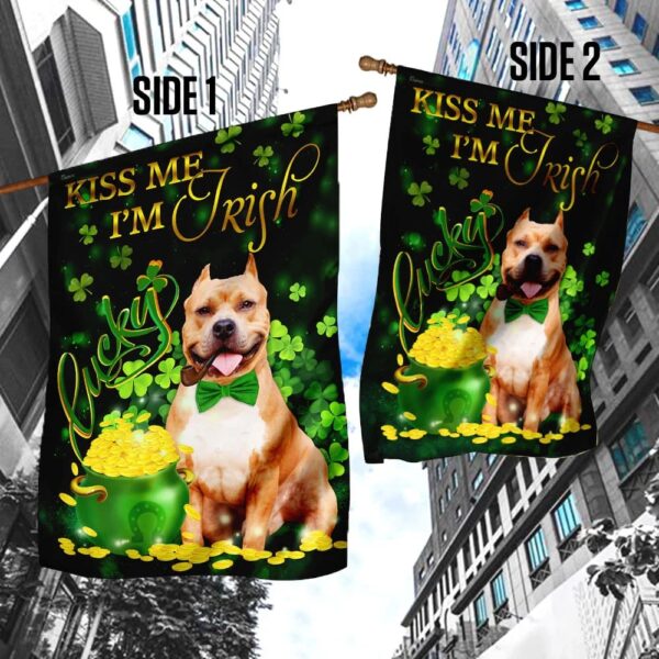 Pit bull Kiss Me I’m Irish St Patrick’s Day Garden Flag – Best Outdoor Decor Ideas – St Patrick’s Day Gifts