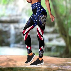 Pitbull Dog American Flag Combo Leggings And Hollow Tank Top Workout Sets For Women Gift For Dog Lovers 3 icfqak