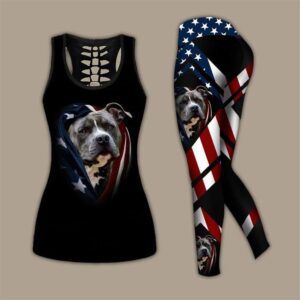 Pitbull Dog With American Flag Combo…