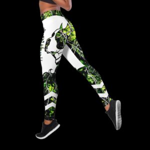 Pitbull Green Tattoos Combo Leggings And Hollow Tank Top Workout Sets For Women Gift For Dog Lovers 3 u5c8oo