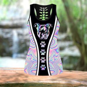 Pitbull Neon Colorful Combo Leggings And Hollow Tank Top Workout Sets For Women Gift For Dog Lovers 2 fahnw0