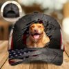 Pitbull On The American Flag Cap Custom Photo – Hats For Walking With Pets – Gifts Dog Hats For Relatives