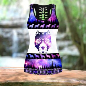 Pitbull Purple Cool Combo Leggings And Hollow Tank Top Workout Sets For Women Gift For Dog Lovers 2 z0ltq7