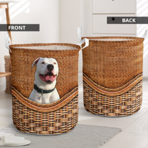 Pitbull Rattan Texture Laundry Basket – Christmas Gift – Storage Basket – Dog Memorial Gift – Dog Memorial Gift