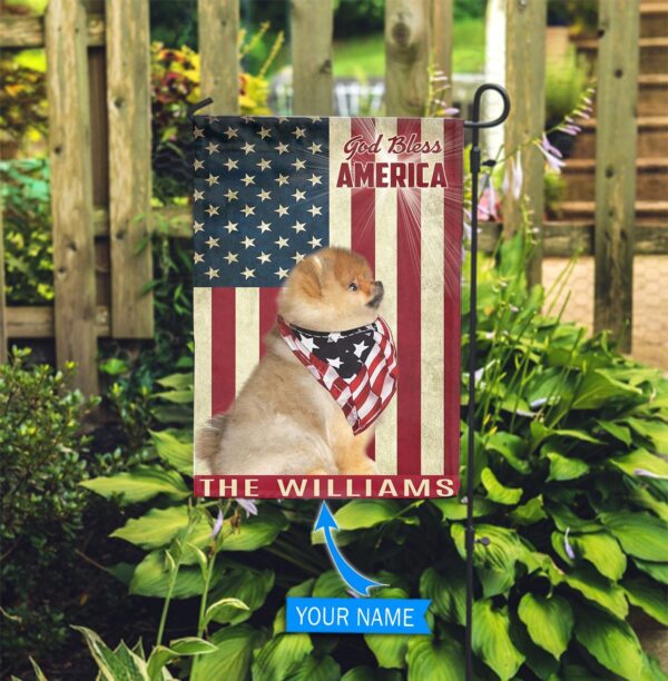 Pomeranian God Bless America Personalized Flag – Custom Dog Flags – Dog Lovers Gifts for Him or Her