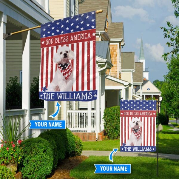 Poodle God Bless America Personalized Flag – Personalized Dog Garden Flags – Dog Flags Outdoor