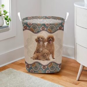 Poodle In Mandala Pattern Laundry Basket Dog Laundry Basket Christmas Gift For Her Home Decor 2