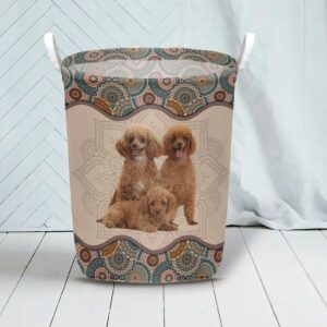 Poodle In Mandala Pattern Laundry Basket Dog Laundry Basket Christmas Gift For Her Home Decor 3