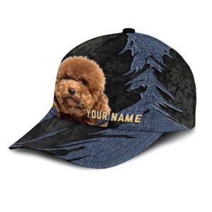 Poodle Jean Background Custom Name Cap Classic Baseball Cap All Over Print Gift For Dog Lovers 3 t92awb