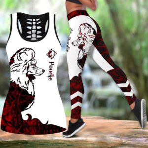 Poodle Red Tattoos Combo Leggings And Hollow Tank Top Workout Sets For Women Gift For Dog Lovers 1 ijjgw7