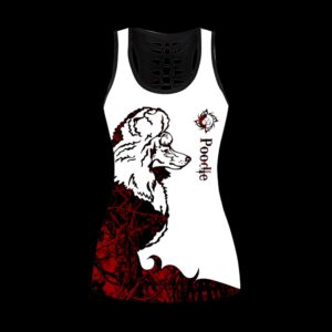 Poodle Red Tattoos Combo Leggings And Hollow Tank Top Workout Sets For Women Gift For Dog Lovers 2 ddt5mn