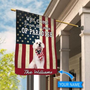Poodle Welcome To Our Paradise Personalized Flag Personalized Dog Garden Flags Dog Flags Outdoor 1