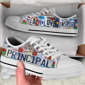 Principal Shoes Teach Love Inspire License Plates Low Top Shoes Best Gift For Teacher School Shoes Malalan 1